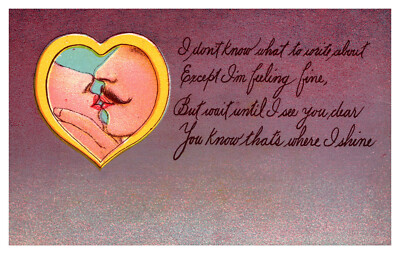Heart Shape Image Kissing Couple Lips Mustache Quote -A72