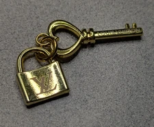 LV Button Gold Lock & Key Charm zipper pull 30mm
