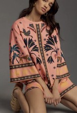 Anthropologie Farm Rio Printed Shift Mini Dress T Shirt Size XS NWT 🐆🩷🌞.  