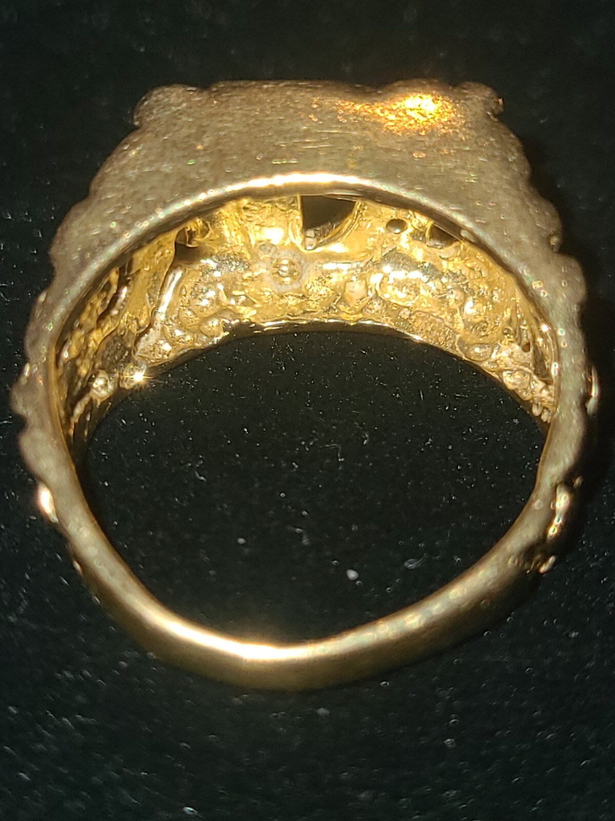 14k Gold Diamond Initial Ring, Solid Gold Nugget … - image 16