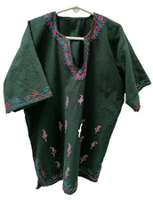 Children Kashmir Pheran Wool Embroidered Green Size 27 (5-7 Years)