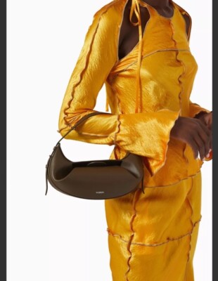 Yuzefi Mini Fortune Cookie Leather Top Handle Bag In Truffle Color