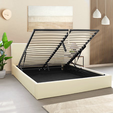 OnNuvo Letto Contenitore Matrimoniale 160x190 cm LONDON - Grigio, Bianco e Beige