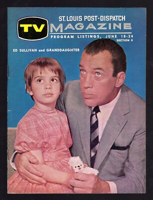 ST LOUIS POST DISPATCH TV GUIDE ~ ED SULLIVAN & GRANDDAUGHTER LAUREL & HARDY