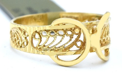 LADIES FILIGREE RING 14K SOLID YELLOW GOLD - NEW WITH TAG - Made in USA - Picture 3 of 6