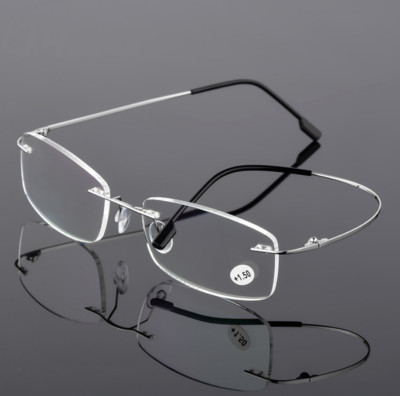 Rimless Reading Glasses Titanium Alloy Readers Flexible 1.0 1.5 2.0 2.5 3.0 3.5