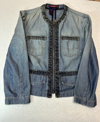 Vtg BCBG MAX AZRIA PREPRODUCTION HAND MADE BLUE JEAN JACKET Rare find Unique