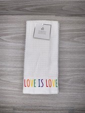 Deborah Connolly Designs set of 2 kitchen Towels Rainbow Hearts Love LGBTQIA 
