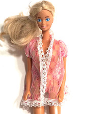 Vintage 1960s Barbie Fashion Pink  White Sheer Negligee w/White Lace Trim TLC