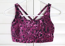 LULULEMON Athletica Pink Leopard Print Light Impact Sport Bra Top Size 6