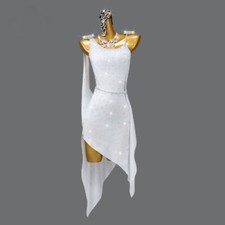 White Latin Dance Dress Competition Party Wear Costume Ballroom Suit Dancewear