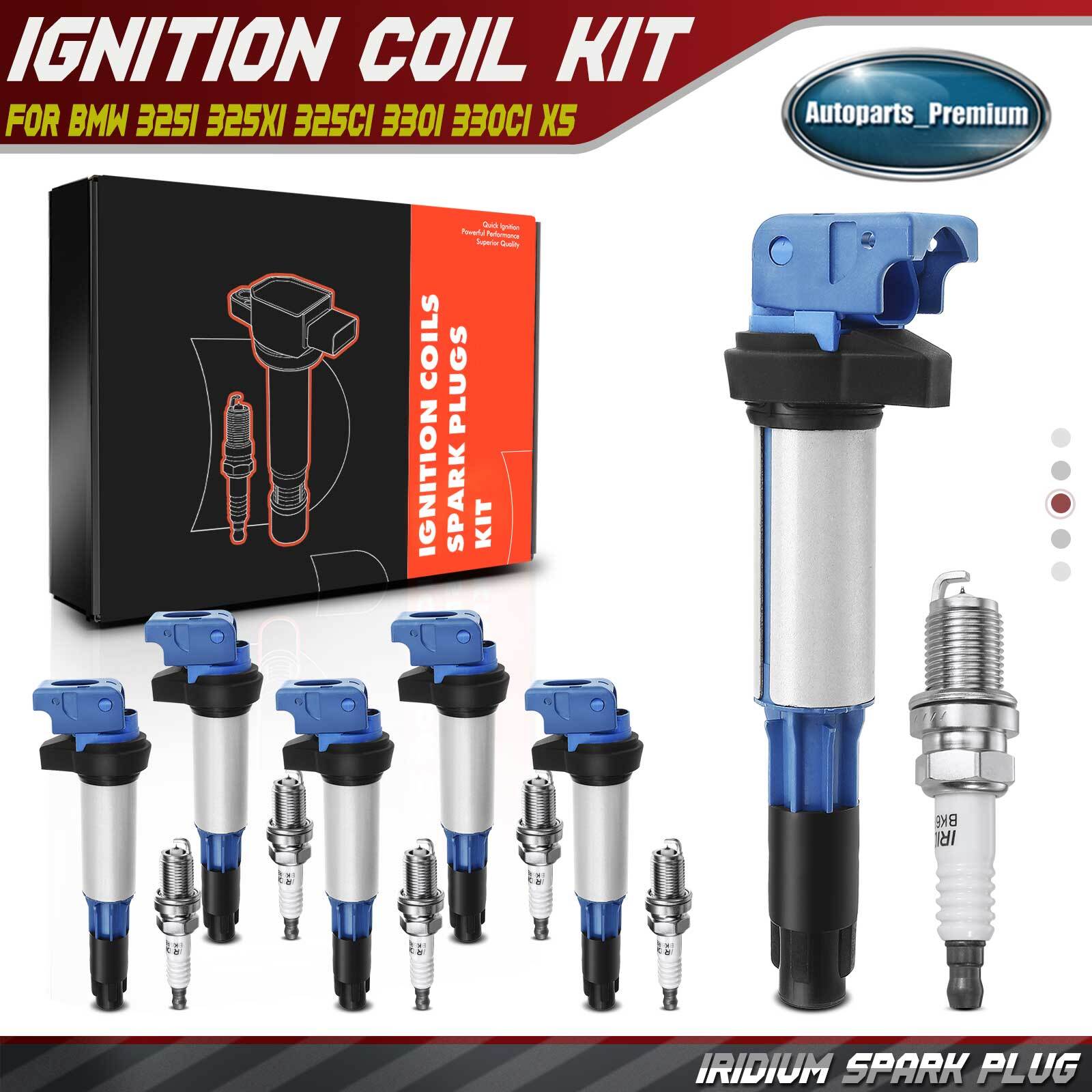 6x Blue Ignition Coil & 6x Iridium Spark Plug Kit for BMW 320i 330Ci Rolls-Royce