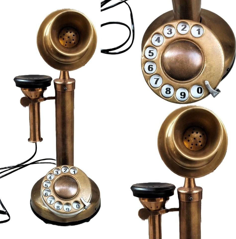Antique Western Electric Telephone Brass Candlestick Rotary Dial Phone