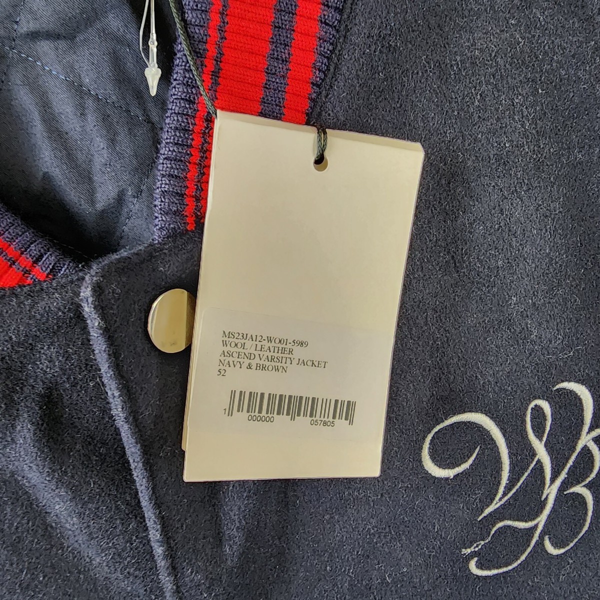 Wales Bonner Wool Leather Ascend Varsity Jacket Men's 52 Wales Bonner Wool Leather Ascend Varsity Jacket Men's 52