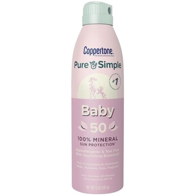 Lot of 3 Coppertone Water Babies Pure And Simple Sunscreen 5 OZ each SPF 50