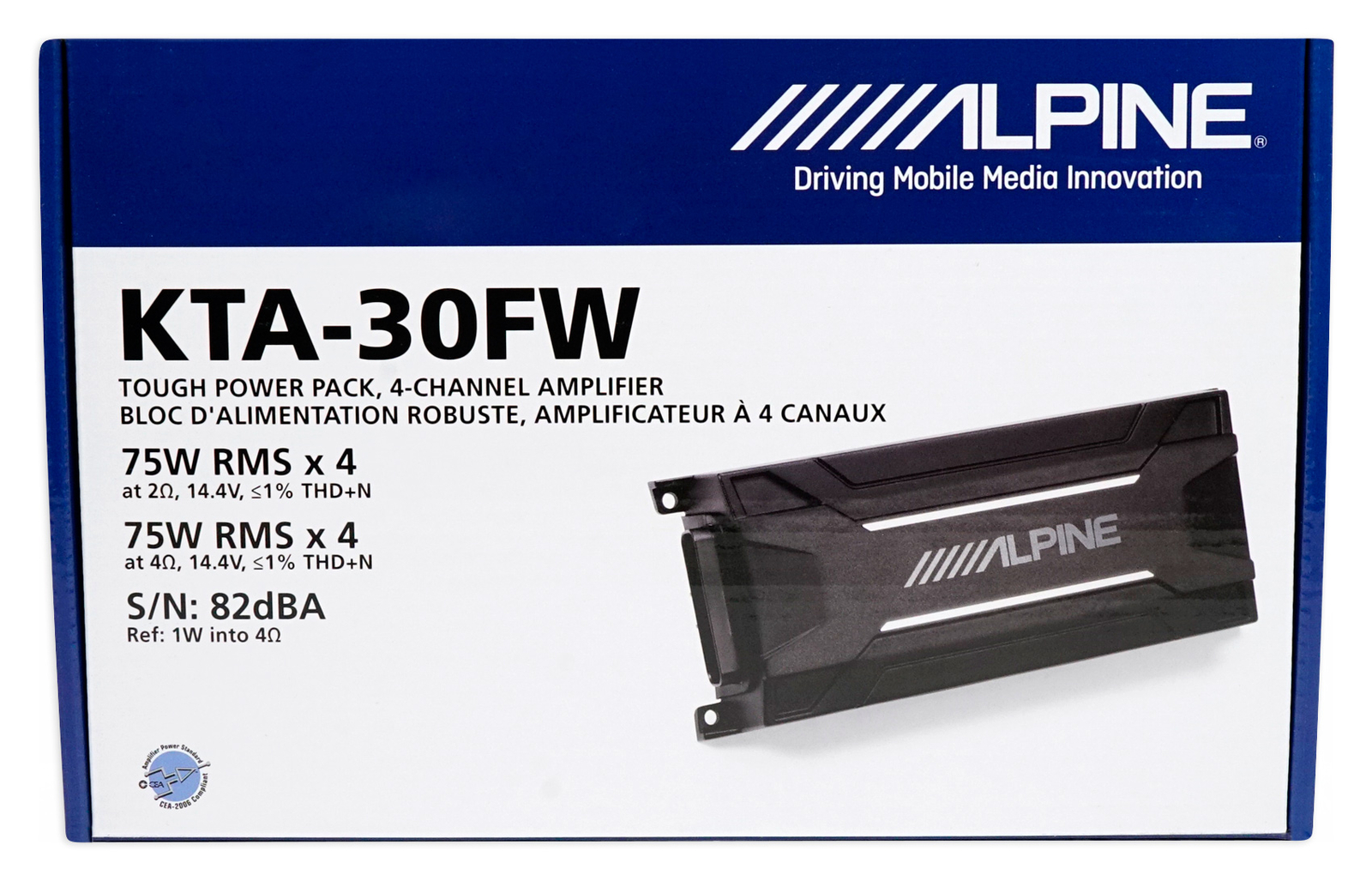 ALPINE KTA-30FW 600-ваттный 4-канальный Мини-автомобильный усилитель звука с блоком питания