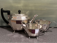 Antique Sheffield Tea Set A1 EPNS Silver Teapot Creamer & Sugar Bowl