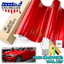 Gloss Metallic Red Candy Decal Car Vinyl Wrap Film Sticker Sheet Sparkle DIY