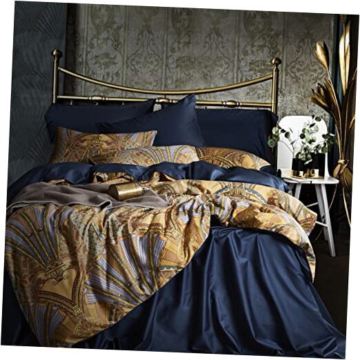 Gold Duvet Cover Queen Size, Boho Bedding Sets Yellow Full/Queen Golden Palace