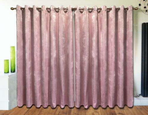 Plush Velvet Curtains Eyelet Ring Top thick Velvet long fully Lined Blush Pink - Picture 1 of 5
