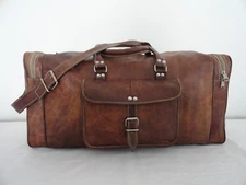 21" Leather Duffle Bag Holdall Overnight Travel Luggage Handbags Sports Duffel