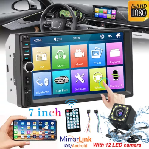 7"Radio Estereo De Pantalla Para Coche Carro MP5 Pantalla Táctil 2Din Con Camera