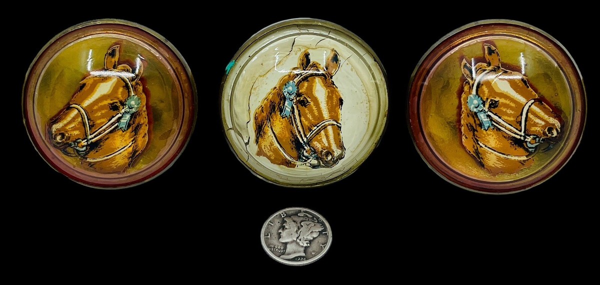 3 Antique Horse Bridle Rosettes Domed Glass Horse Tack Decor  display picture 2