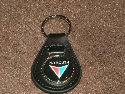1960's PLYMOUTH BELVEDERE SAVOY PLAZA FURY VIP VALIANT LEATHER KEYCHAIN BLACK