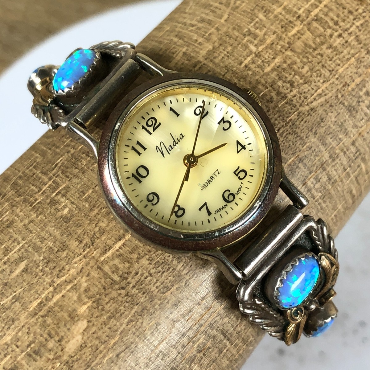 時計 Nadia vintage Indian jewelry Watch Vintage Lapis Inlay Sterling Silver Nadia Quartz Watch
