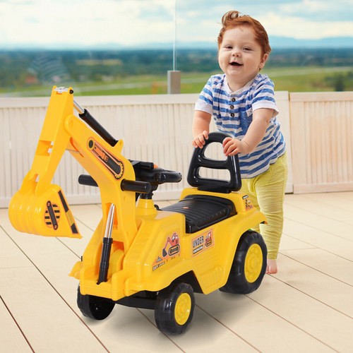 Ride On Car Toy Excavator Digger Pulling Cart Pretend Play Construction Truck - Picture 2 of 20