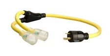 Coleman Cable 01915 3-Feet Generator Power Cord Adapter; 10/3 Splitter Y Adap...
