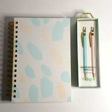 DIP Spiral Notebook Lined Journal with 2 Mechanical Pencils Blue Pink