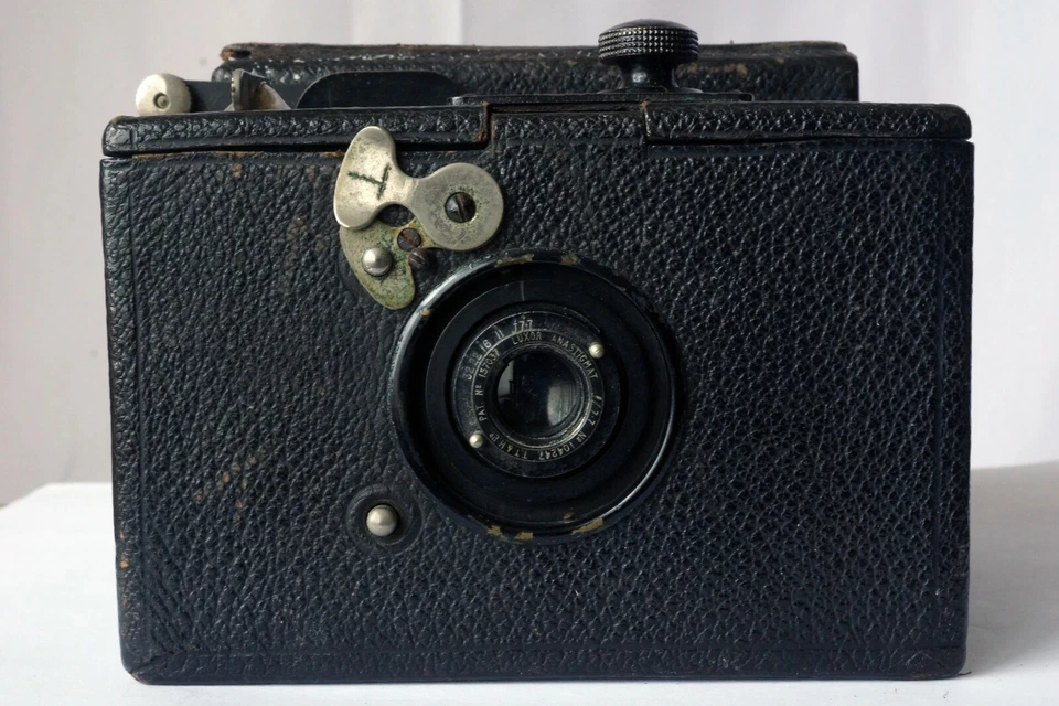 Caja réflex de película Houghton Ensign 120 rollos de 1920 plegable cámara 6x9 funciona bien rara Foto 3 de 4