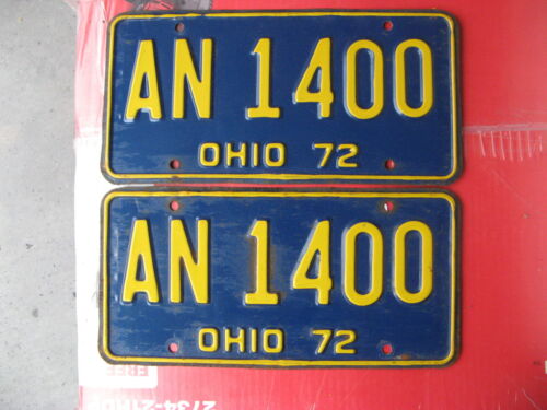 1972 72 OHIO OH NUMMERNSCHILD PAAR SET ORIGINALZUSTAND AN 1400
