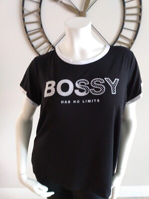 Joe Boxer   Black Graphic Tee ''BOSSY HAS NO LIMITS'' Juniors Plus Size 2X