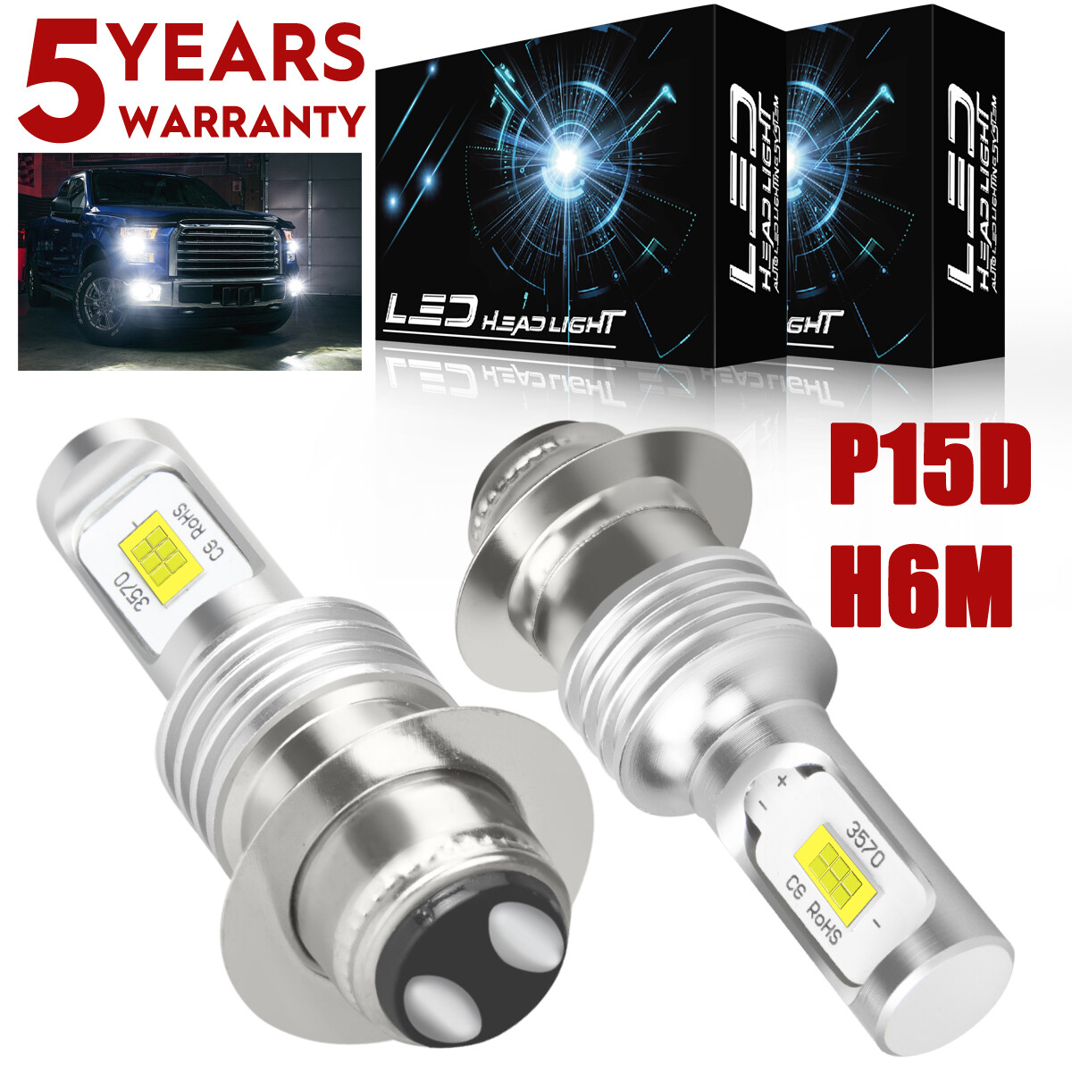2X 6000K High Power LED Headlight H6M Bulbs YTB For Yamaha 2X 6000K High Power LED Headlight H6M Bulbs YTB For Yamaha