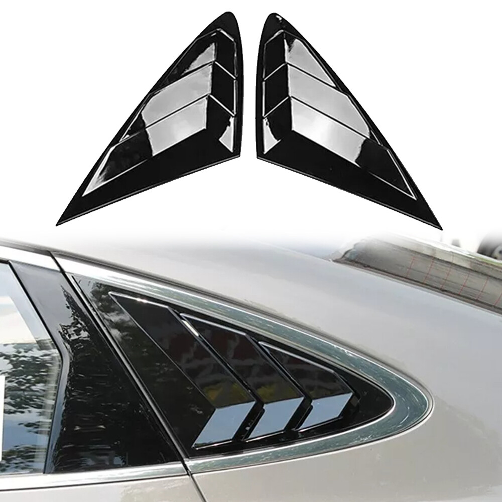 2Pcs Gloss Black Rear Window Louver Cover Trim For 2020-2023 Hyundai Sonata 10th