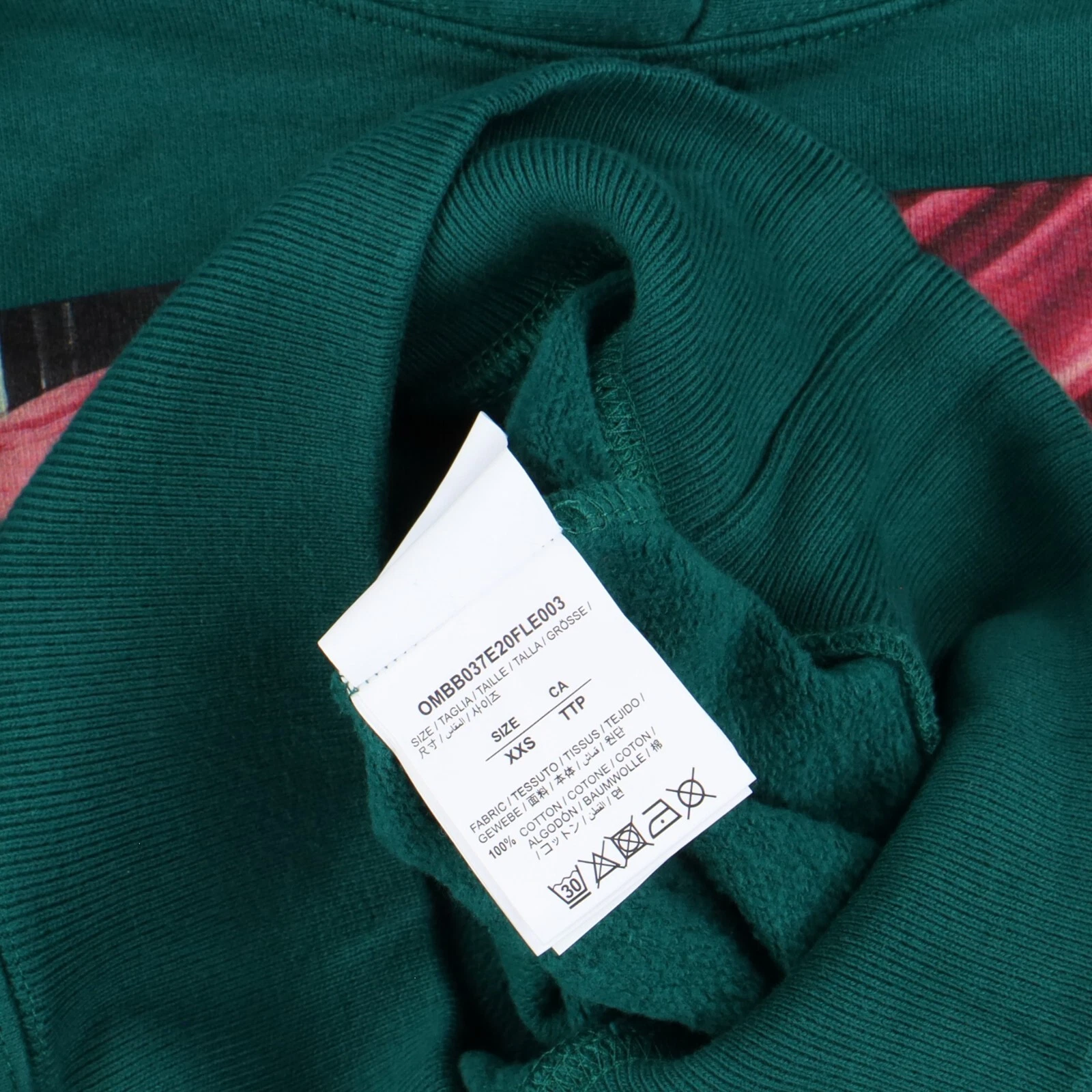 Felpa con cappuccio oversize Off White verde Caravaggio Frecce Taglia XXS FW20 PREZZO AL PUBBLICO $675