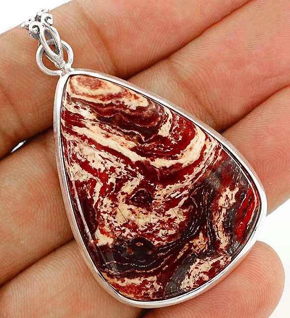 Natural Brown Skin Jasper Pendant in 925 Sterling Silver Jewelry  