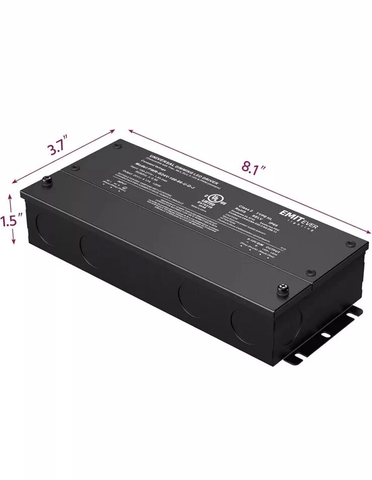 Controlador LED Regulable EMITEVER, 100W AC 100V-277V a CC 24V Transformador Foto 3 de 4