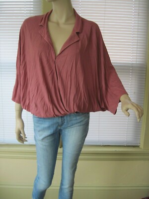 Anthropologie Postmark Mauve Pink Dolman Sleeve Wrap Blouse Size XS vguc