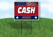 CASH FLAG RED 2024 18inx24in Yard Road Sign w/ Stand