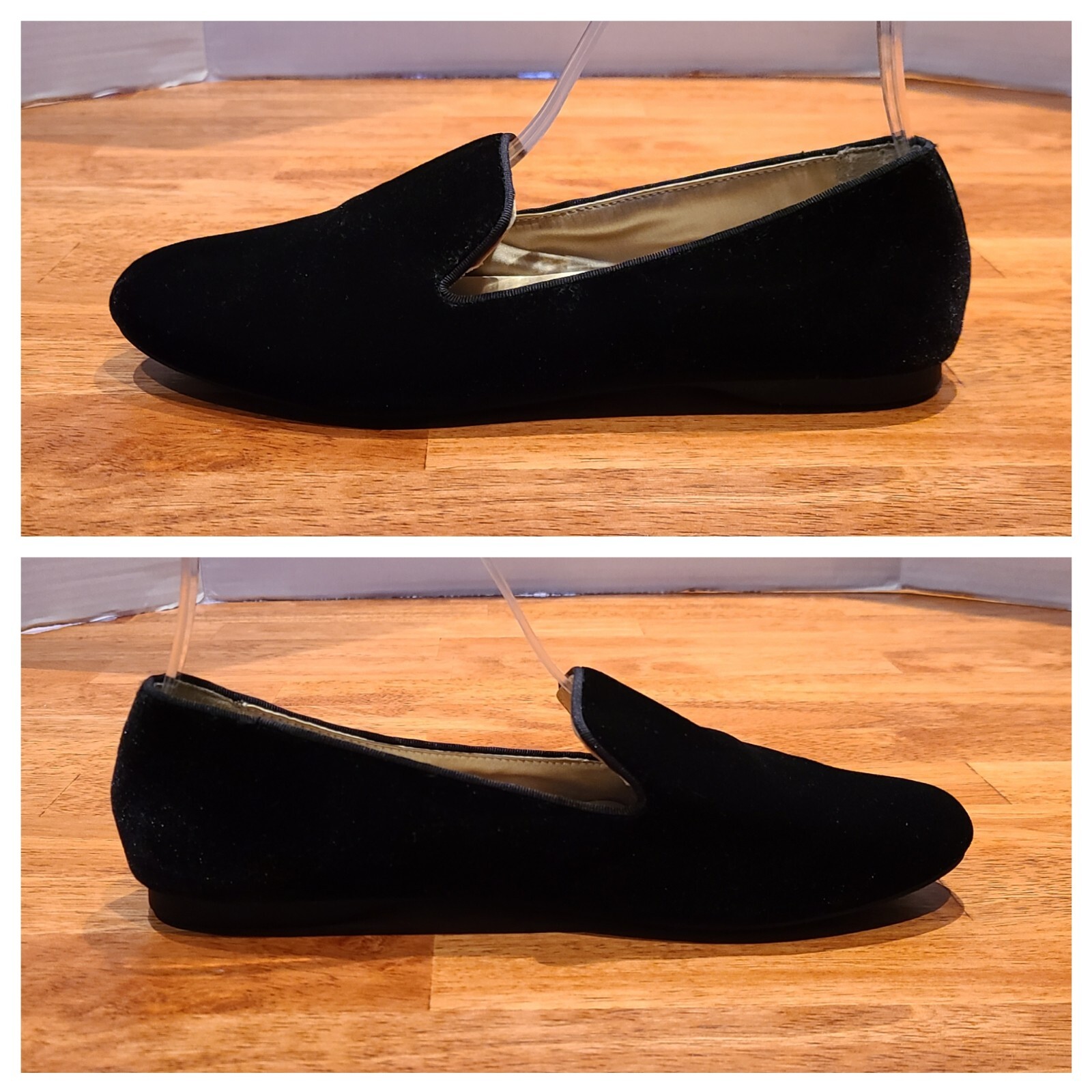 PANTOFOLA D’ORO Birdies scarpe mocassini pantofole mocassini donna velluto nero "The Starling" taglia 8 5