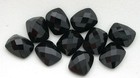 TWO 10.5mm x 8.5mm Cushion Flat Bottom Faceted Top Black Onyx Cabochon Gem
