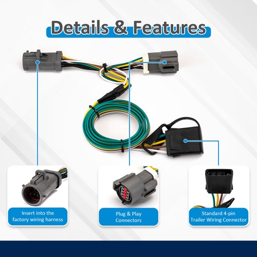 4 Pin Trailer Wiring Harness For Ford F150/ F250/ F350 1987-1993 1994 1995 1996 - Picture 3 of 10