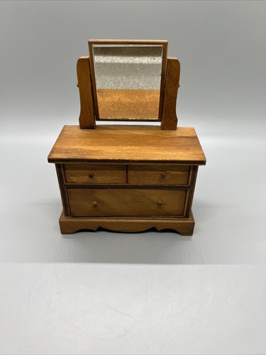 DOLL House MINIATURE FURNITURE DRESSER MIRROR DRAWER 4x5” 1:12