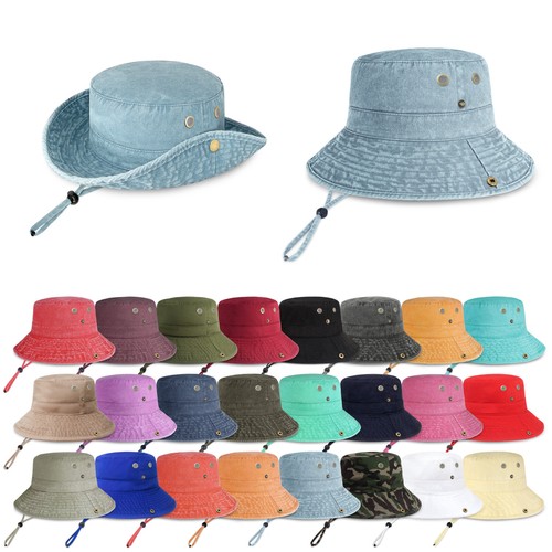Wide Brim Bucket Hats Adjustable Plain 
