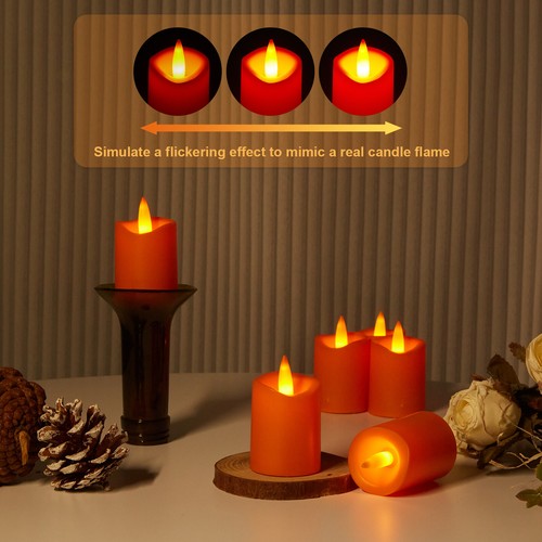 12Pcs LED Votive Tea Lights Candle 3D Wick Timer Flameless Wedding Party Decor - Picture 5 of 10