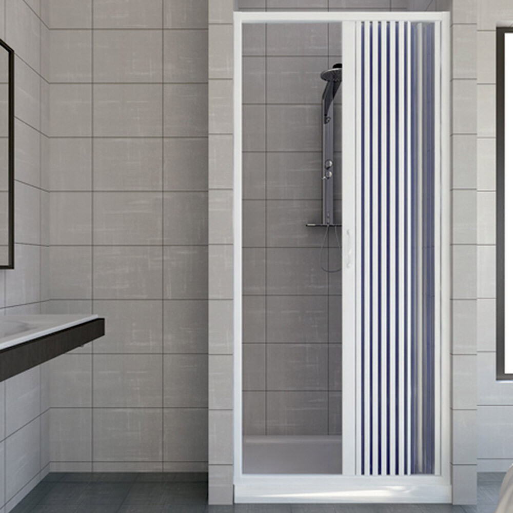 BOX DOCCIA PORTA PARETE NICCHIA 1 LATO A SOFFIETTO PVC 14 COLORI SU MISURA 150CM