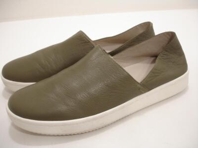 Womens 10 M Eileen Fisher Panda Leather Slip-on Sneaker Shoes Olive Green Loafer